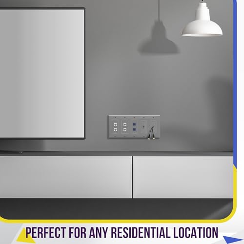 ENERLITES 5-Gang Gray Decorator Light Switch Outlet Wall Plate Cover - color: Gray, size: Standard Size