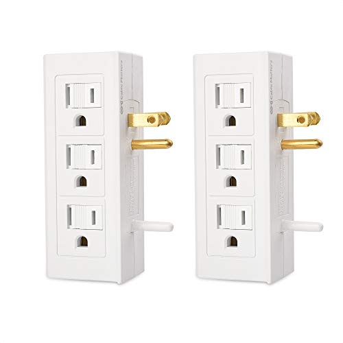 Cable Matters 2-Pack 6 Outlet Splitter, Grounded Side Access Wall Tap