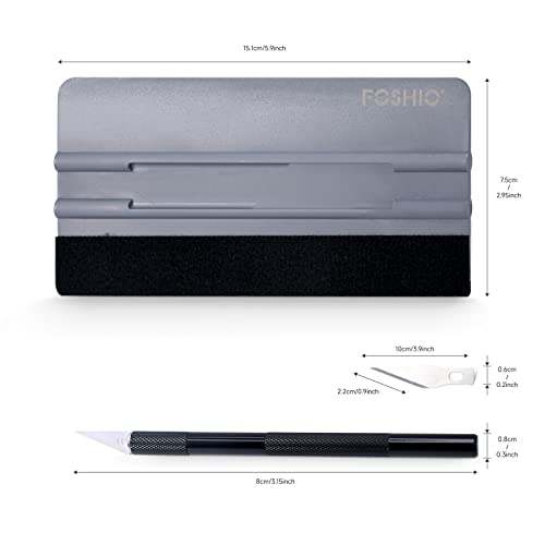 FOSHIO Felt Squeegee Craft Knife Window Tint Kit, 6 Inch Squeegee for Vinyl, Exacto Knife with Extra 5PCS Blades Window Tint Tools, Vinyl Wrap Tool for Window Film, Wallpaper, DIY Craft, Graphic Decal