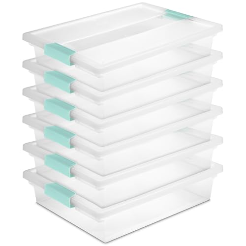 Sterilite Clip Box, Stackable Clear Plastic Bins- Large, 6-Pack - size: Large, style: 6 Pack
