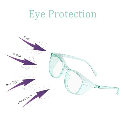 Safety Glasses for Men Women, Anti Fog Safety Goggles Comfortable Blue Light Blocking UV Protective Adult Nurse - color: Green 1pack