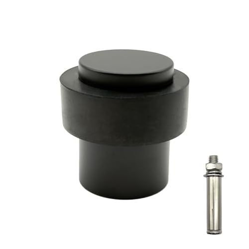 Floor Door Stopper, Wall Protection Heavy Duty Solid 304 Stainless Steel Cylindrical Door Stop with Rubber, 1 Pack, Matte Black - color: Matte Black
