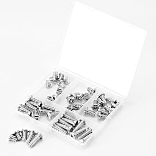 M8 x 10mm 12mm 16mm 20mm 25mm Flat Round Head Hex Socket Cap Screws Bolts, Furniture Screws, 304 Stainless Steel, Allen Hex Drive, Metric Fully Threaded, Bright Finish, Assortment Kit 50PCS - size: M8 x 10/12/16/20/25mm (50PCS)