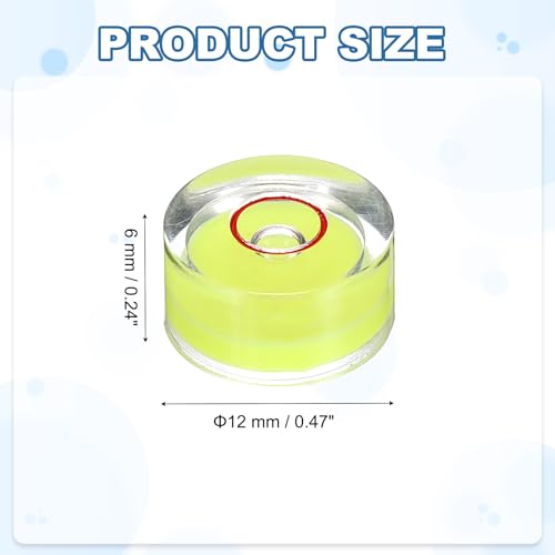 HARFINGTON 8pcs Circular Bubble Spirit Level 12x6mm Mini Round Bubble Spirit Level Little Measuring Layout Tools for TV Industrial Carpentry Picture Frame, Yellow/Red - color: Yellow/Red, size: 12x6mm