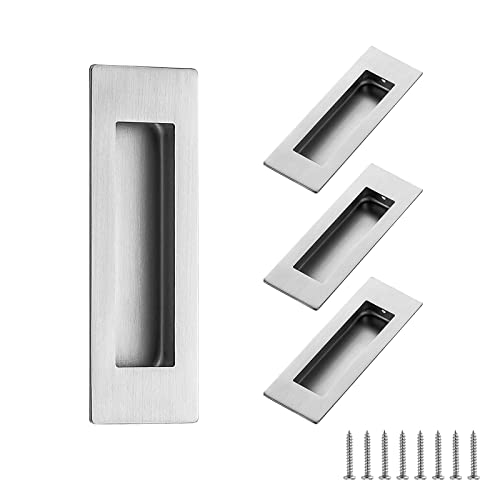 Ravinte 4 Pack Brushed Nickel Sliding Closet Door Handles, 4.72in Length - color: Brushed Nickel, size: 120mm