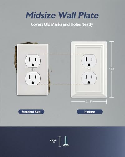 Switch Plates Outlet Covers, 4-Pack Metal Wall Plates, Off White - color: Off White, size: 1 Duplex 4PK