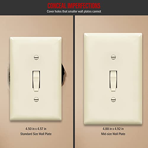 ENERLITES Mid-Size Toggle Light Switch Wall Plate Cover, 1 Pack, White - color: Light Almond, size: Mid-Size