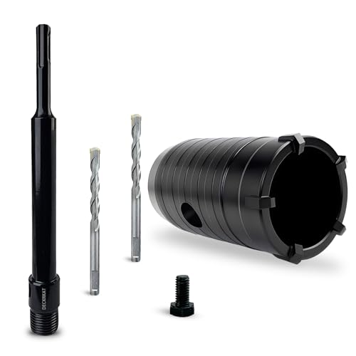 DECKRKAT 1-1/2" Concrete Hole Saw Kit,Electroplated Black Quenching Tech,Heavy-Duty Thickened Alloy Teeth,SDS Plus Shank & 2 Center Bits for Concrete,Brick,Stone. - size: (38mm)1-1/2"