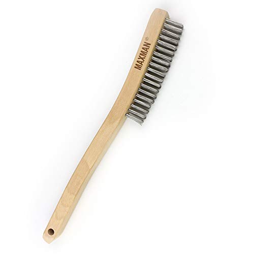 MAXMAN Wire Brush, 14" Stainless Steel Bristle, Heavy Duty Rust Remover - style: 1 Stainless Steel Brush