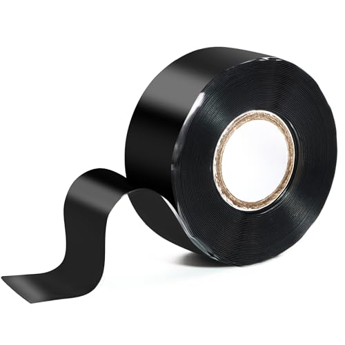 Self Fusing Silicone Tape 1 in x 16.4' Black Waterproof Rubber Leak Proof Sealing Silicone Rubber Self-amalgamating Tape for Emergency Hot and Cold Water Pipe Repairs and Tool Fixation - size: 1 Roll - 16.4 ft - Black - 20 mil Thickness