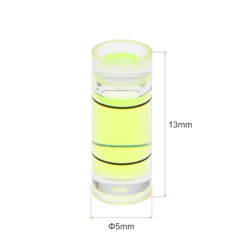 HARFINGTON 6pcs Small Cylindrical Bubble Level Vials 5x13mm PMMA Mini Horizontal Bubble Spirit Level Measuring Layout Tools for RV TV Picture Frame Hanging Tool Leveler - size: 5x13mm
