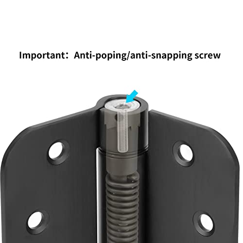 Adjustable Spring Door Hinges,4"X4",Matte Black,3Pack