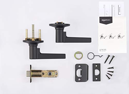 Amazon Basics Manchester Passage Lever Door Handle - Keyless, Reversible, Fits 1-3/8" to 1-3/4" Doors, Adjustable Latch, Matte Black, 1-Pack - size: 1