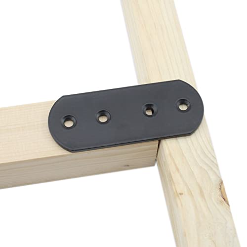 4 Pack Flat Mending Plate for Wood, ULIFESTAR Black Iron Flat Straight Brace Brackets Metal Repair Fixing Wood Brace Joining Plates Connector for Repairing Wooden Furniture with Mounting Screws - size: 3.7 x 1.5 x 0.12 inches
