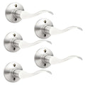 GOBEKOR 5 Pack Dummy Door Levers Brushed Nickel Right-Handed Door Handle Single Side Non-Turning Door Handle for Pantry Wave Dummy Levers - size: Right-Handed Dummy Lever