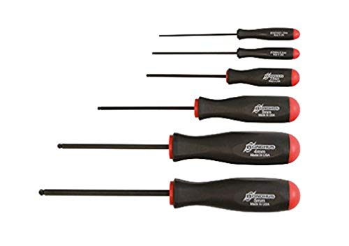 Bondhus 74686 Set of 6 Balldriver Screwdrivers with ProHold Tip, ProGuard Finish, sizes 1.5-5mm