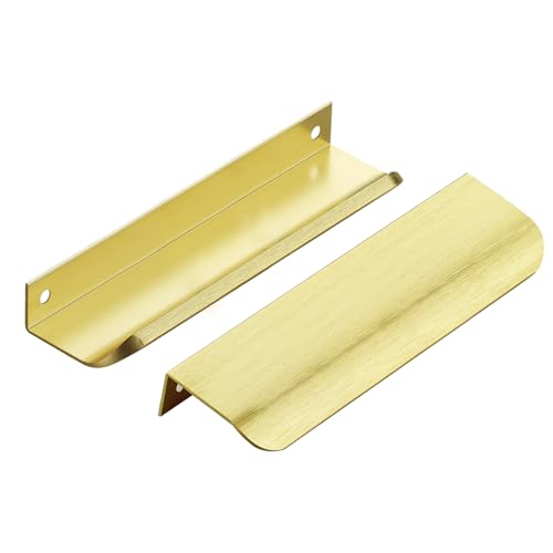 Ravinte Hardware Gold Cabinet Handles Finger Edge Pulls 5.9 Inch CC 10 Pack - color: Gold, size: 150mm/5.9" Overall Length