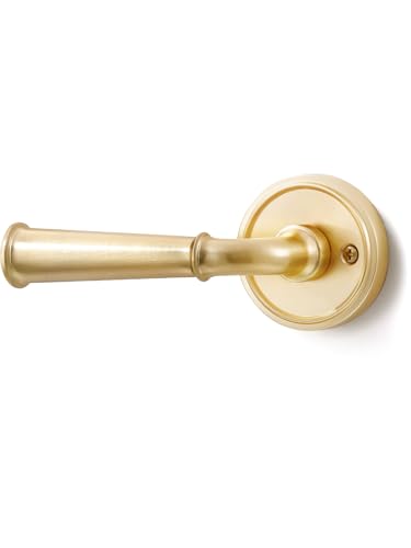 Door Handle Brushed Gold Passage Door Lever Gold DoorHandle, 1 Pack - color: Brushed Gold
