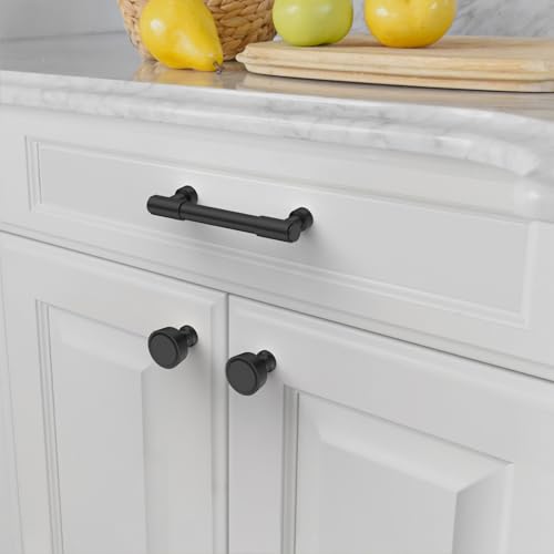 Amerdeco 10 Pack Matte Black Cabinet Pulls 3.75 Inch(96mm) Hole Center Drawer Pulls Cabinet Hardware Kitchen Cabinet Handles for Bathroom ZH0075 - color: Matte Black, size: 3.75"/96MM Hole Center