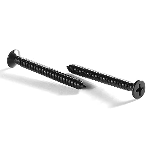 #6 x 1-1/2" Wood Screw 100Pcs 18-8 (304) Stainless Steel Screws Flat Head Phillips Fast Self Tapping Drywall Screws Black Oxide by SG TZH - size: #6 x 1-1/2"