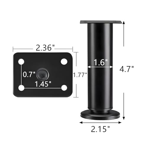 4Pcs Black Adjustable 4.7-7.08 Inch Metal Furniture Legs for Cabinet Sofa - color: Black, size: 4.7"-7.08"-Set of 4