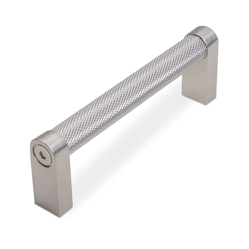 10 Pack 3-3/4 Inch(96mm) Brushed Satin Nickel Kitchen Cabinet Handles Knurled Cabinet Pulls Silver Drawer Pulls Cabinet Hardware - color: Brushed Satin Nickel, size: 3.75'' Hole Center(96mm)
