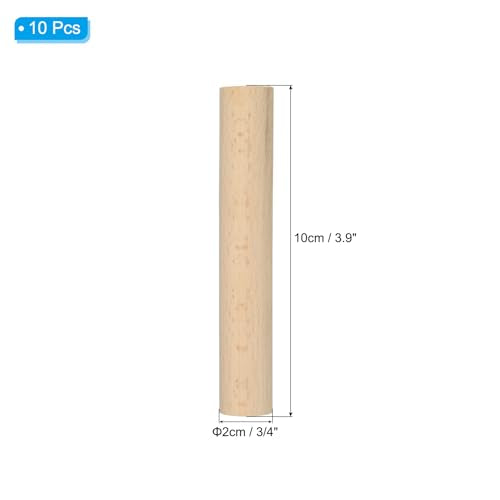 PATIKIL 3/4 x 4 Inch Dowel Rods Wood Sticks Unfinished Round Dowels 10pcs - size: 3/4"x4"