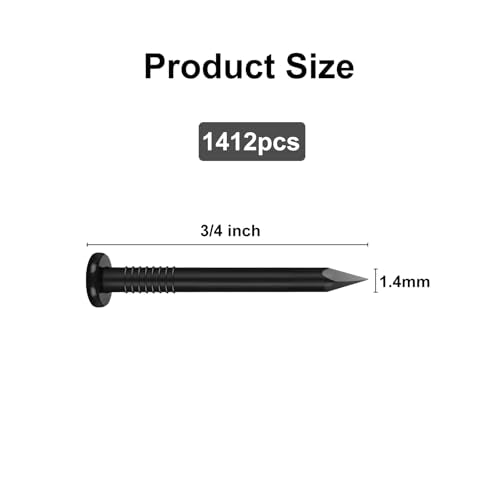 VGBUY 1412PCS Hardware Nails, 3/4 Inch Flat Head Black Nails for Hanging Pictures,Picture Hanging Nails, Small Nails, Wall Nails, Wood Nails, Finishing Nails - color: Black, size: 3/4 in