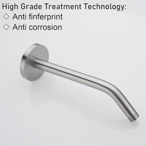 RANDOM 10 Inch 90 Degree Shower Arm with Flange Brushed Nickel Rain Shower Head Extension Arm.RD91018-10-BN - color: 10″ Brushed Nickel(Round Flange)