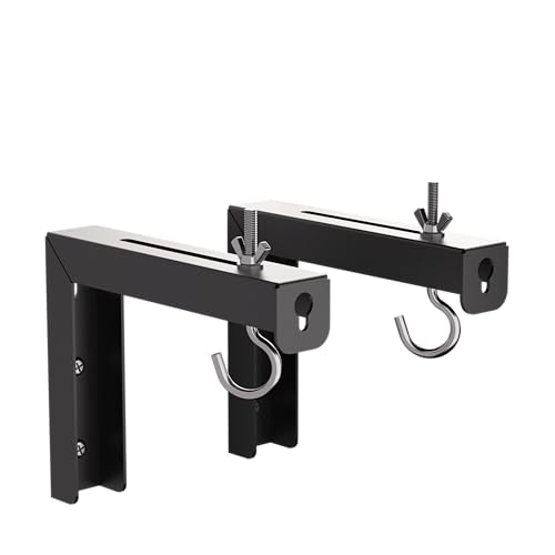 suptek Universal Projector Screen Wall Mount L-Brackets Wall Hanging Mount 6 inch Adjustable Extension Mounting Hooks for Projection Screen up to 66 lbs, 30 kg Capacity Each, PRL001B, Black (1 Pair) - size: 6 inch-black