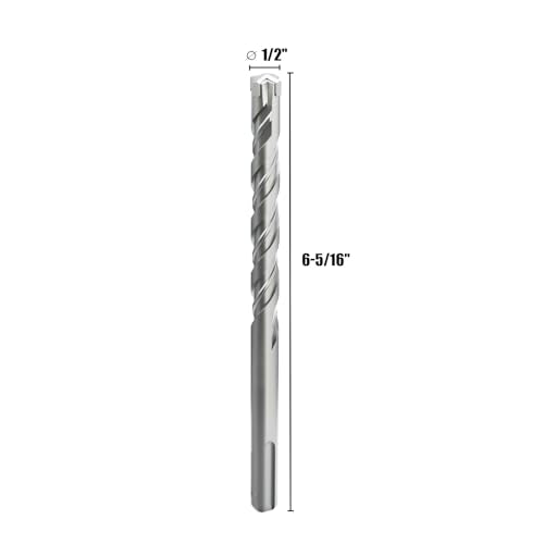 CSOOM SDS Plus Rotary Hammer Drill Bit 1/2"x6.3", Professional Concrete Drill Bit for Concrete, Brick, Stone and Cement Walls - size: 1/2"x6.3"