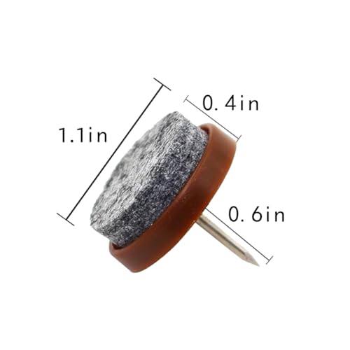 Nailed to The Felt mat 12 PCS - 24 mm/0.95 inch Felt Furniture Pads - Brown. Chair Leg Floor Protectors - Nail in Furniture Pads for Furniture Legs - The Best Felt Chair Pads for Hardwood Floors