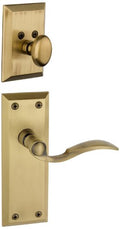 Grandeur Fifth Avenue Plate with Bellagio Lever and Matching Deadbolt Complete Single Cylinder Combo Pack Set, Vintage Brass