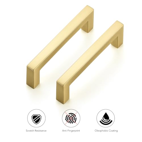 Ravinte Brushed Gold Cabinet Handles Solid Cabinet Pulls, 3 Inch CC, 5 Pack | Zinc Alloy, Slim Square Bar Grip, Smooth Drawer Pull Feel, Kitchen Cabinet Update, For Cupboards, Dressers, Drawers, Hardware - color: Brushed Gold, size: Flat Black 3'' Hole Ce