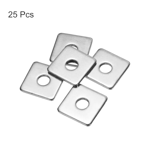 uxcell Square Washer, 25Pcs M6x20x20x2mm 304 Stainless Steel Square Plate Washers Flat Pad Spacer Gasket for Hardware Fastener - size: M6x20x20x2mm