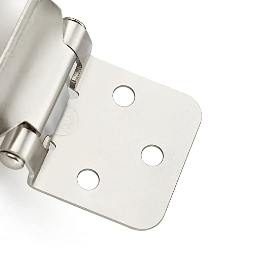 Ravinte Brushed Nickel Cabinet Hinges, 1/2 Inch Overlay, 4 Pack (2 Pairs) - color: Satin Nickel