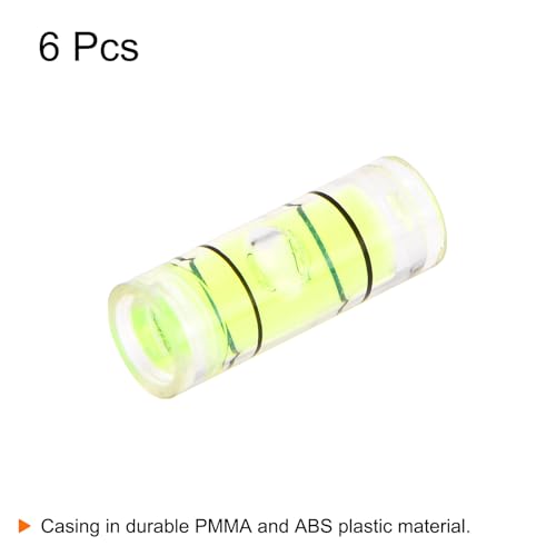 HARFINGTON 6pcs Small Cylindrical Bubble Level Vials 4.5x12mm PMMA Mini Horizontal Bubble Spirit Level Measuring Layout Tools for RV TV Picture Frame Hanging Tool Leveler - size: 4.5x12mm