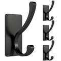Jesginboo Self Adhesive Heavy Duty Coat Hooks for Wall, 4 Packs Black