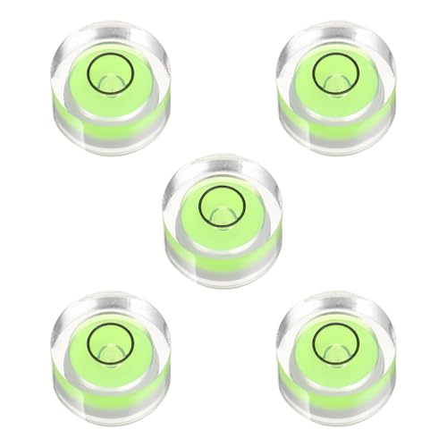 PATIKIL 5pcs Round Bubble Level 13x7mm Mini Circular Bullseye Spirit Levels Measuring Layout Tools for Leveling Camera Tripod Telescope Workshop Turntable Pictures Frame, Green