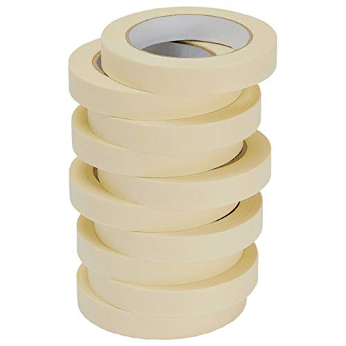 Lichamp Masking Tape 10 Pack General Purpose Beige White Color, 0.75 inch x 55 Yards x 10 Rolls (550 Total Yards), for Painting, Home, Office, School Stationery, Arts, Crafts etc. (3004) - size: 0.71 inch