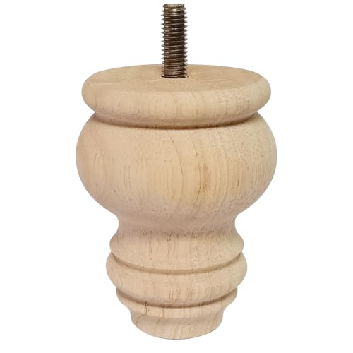 2 3 4 Inch Wooden Furniture Legs, Solid Wood Unpainted Replacement Furniture Legs, Ottoman/Loveseat Replacement Legs, Cabinet Legs/Desk/Sofa/Bookcase Round Bun Feet Set of 4 (3 Inch) - size: 3 Inch A