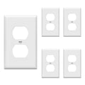 ENERLITES 5 Pack Outlet Covers Wall Plate for Duplex Receptacle, White - color: White, size: Standard Size