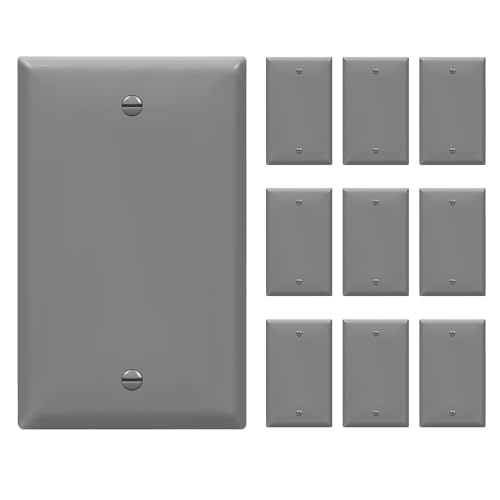 ENERLITES 10 Pack Blank Wall Plate, No Device Outlet Cover, 1-Gang, Gray - color: Gray, size: Standard Size