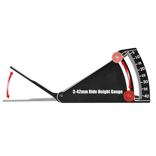 RC Car Ride Height Gauge Adjustable 3-42mm RC Wheel Height Rim Camber Gauge | Wide 3-42mm adjustable range for height&rim camber, durable alloy construction, clear sliding markings, compact pit-side tool