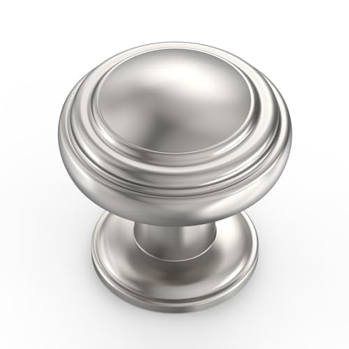 Amerdeco 10 Pack Brushed Satin Nickel Cabinet Knobs Single Hole Cabinet Pulls 1 Inch Drawer Knobs for Bathroom Cabinets ZH0086 - color: Brushed Satin Nickel, size: 1" Single Hole