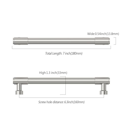 Asidrama Brushed Satin Nickel Kitchen Cabinet Pulls,6.3 Inch,10 Pack - color: Brushed Satin Nickel, size: 6.3" Hole Center