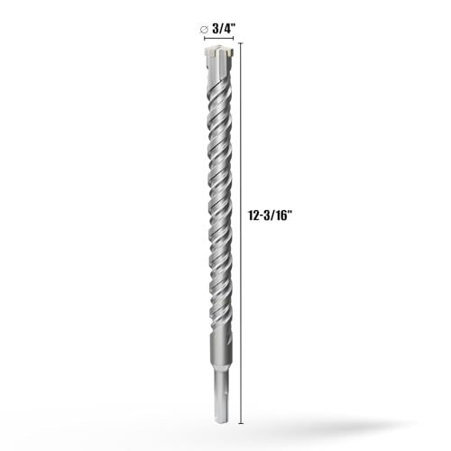 CSOOM SDS Plus Rotary Hammer Drill Bit 3/4"x12.2", Professional Concrete Drill Bit for Concrete, Brick, Stone and Cement Walls - size: 3/4"x12.2"
