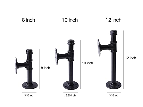 3/4" Industrial Pipe Shelf Brackets, Black Iron Wall Mounted DIY Shelving Brackets Hanging Custom Pipe Brackets for Floating Shelves (6, 10 Inch) - size: 10 Inch