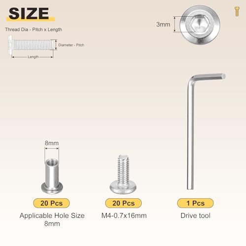 METALLIXITY Flat Head Hex Socket Cap Screws M4-0.7x10mm 40Pcs Connector - color: Silver tone, size: M4-0.7x10mm