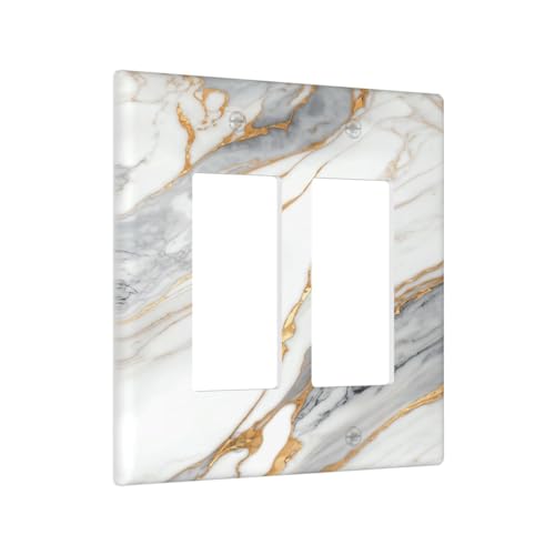 White Gray Gold Marble Light Switch Cover Decorative Wall Plate - color: 2 Gang Double Rocker